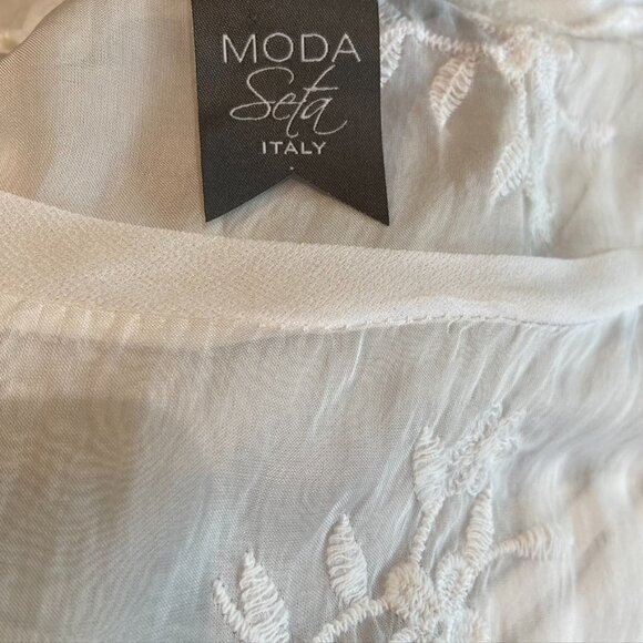 Coquette Girl, Moda Seta Italy, Silk Embroidered White Women's Blouse Sz M - Picture 12 of 12